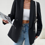 Nadorine Casual Blazers Double Breasted Long Sleeve Work Office Blazer Jacket