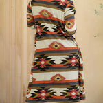 Striped Mid-Length Contrasting Color Knit Cardigan Jacket