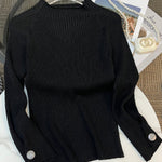 Simple Loose Solid Color High-Neck Sweater
