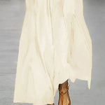 Loose Short Sleeves Flower-Embellished See-Through Split-Joint Round-neck Maxi Dresses