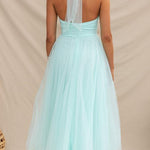 Fairy Vibes Tulle Gathered Detail Halter Maxi Dress