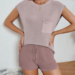 Two Piece Sets Tank Tops High Waisted Shorts Summer Sleeveless Knit Lounge Sets