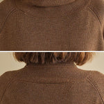 Knitting Pleats Split-Joint High-Neck Pullover Top