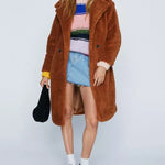 Single-breasted Mid-plush Windbreaker Lapel Lambswool Coat