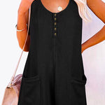 Scoop Neck Pockets Solid Tank Romper