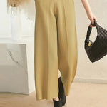 Ninth Pants Wide Leg Solid Color Pants Trousers