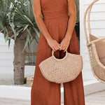 Sexy Sling Waist Pocket Straight Sleeveless Jumpsuit