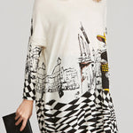 Vintage Loose Printed Split-Joint Sweater