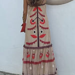Sexy Vintage Geometric Print Patchwork Sling Dresses