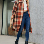 Nadorine Button Down Plaid Classic Long Shirt Jacket