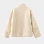 Teddy Fleece Jacket Cozy High Collar Zip-up Coat Fuzzy Winter Outwear with Pockets