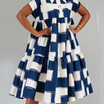 A-line High Waisted Buttoned Contrast Color Pleated Pockets Lapel Midi Dresses