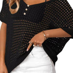 Women's Summer Hollow Out Crochet Knit Tops Beach Coverup