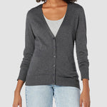 Long Sleeve Choker Top Lightweight Vee Cardigan Sweater