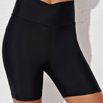 High Waisted Tummy Control Bikini Bottoms Stretchy Quick Dry Water Beach Shorts with Pockets