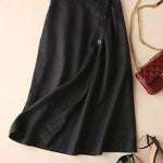 Simple Casual Loose Elasticity Ramie Cotton Skirt