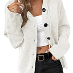 Drawstring knitted cardigan jacket