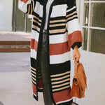 Striped Pattern Longline Cardigan
