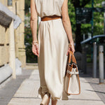 Shirt Neck V Neck High Waist A Line Dress