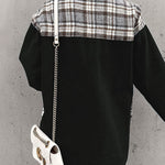 Plaid Patchwork Jackets Lapel Collar Spliced Button Down Pockets Overcoats