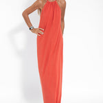 Two-piece Halterneck Tie Sleeveless Long Dress and Irregular Cardigan Set