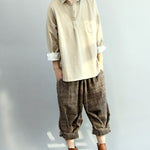 Vintage Loose Wide Leg Checkered Elastic Waist Pants