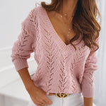 Knit V Neck Long Sleeve Sweater