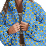 Checked Plush Drawstring Stand-Collar Jacket