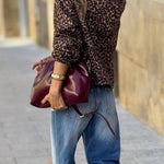 Vintage Leopard Print Hooded Zip-Up Jacket