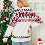Geometric Crewneck Dropped Shoulder Sweater