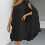 3D Flower Decor One Shoulder Sleeveless Mini Dress Casual A Line Vacation Dress