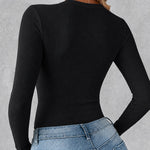 Women's Crewneck Long Sleeve Ribbed Knit Top Slim Fit Base Layer Shirt Soft Stretchy Casual Tee with Built-in Bra
