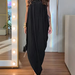 Women's Faux Two-Piece Dress Strapless Tube Dress Ruched Asymmetric Hem Dress with Detachable Clear Straps