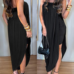 Women's Faux Two-Piece Dress Strapless Tube Dress Ruched Asymmetric Hem Dress with Detachable Clear Straps