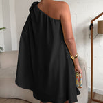 3D Flower Decor One Shoulder Sleeveless Mini Dress Casual A Line Vacation Dress