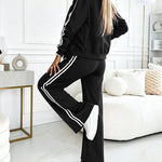 Women's 2-Piece Outfit Baseball Jacket and Wide-Leg Pants Set Casual Contrast Side Striped Tracksuit