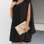 3D Flower Decor One Shoulder Sleeveless Mini Dress Casual A Line Vacation Dress