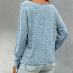 Women's Convertible Shoulder Batwing Sleeve Top Long Sleeve Loose Fit Casual Knit Tee