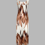Plants Print Square Neck Thick Strap Maxi Dress Casual Slim Fit Side Slit Vacation Dress with Pockets