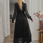 V-neck High Split Long Evening Dress with Belt