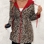 Brooke | Reversible Hooded Coat with Leopard Print