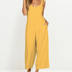 Sleeveless Tie Strap Backless Wide Leg Casual Loose Jumpsuit Rompers