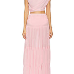 Stunning Chiffon Elastic Waist Layered A-line Maxi Skirt