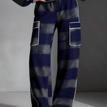 Loose Wide Leg Contrast Color Line Split-Joint Striped Pants