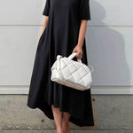 High-Low Short Sleeves Solid Color Maxi Dresses