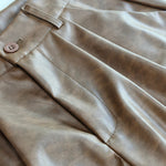 High Waisted Leather-Like Wide Leg Pants