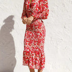 Rowena Floral Bishop Sleeve Smocked Midi Dress