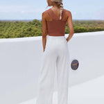 Square Neck Double Lined Basic Bodysuit Soild Ribbed Tank Tops Clubwear