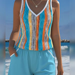 Mia | Striped V-Neck Tankini