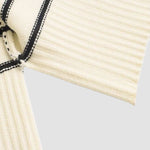 Mock Neck Zip-Up Striped Pullover Loose Sweater